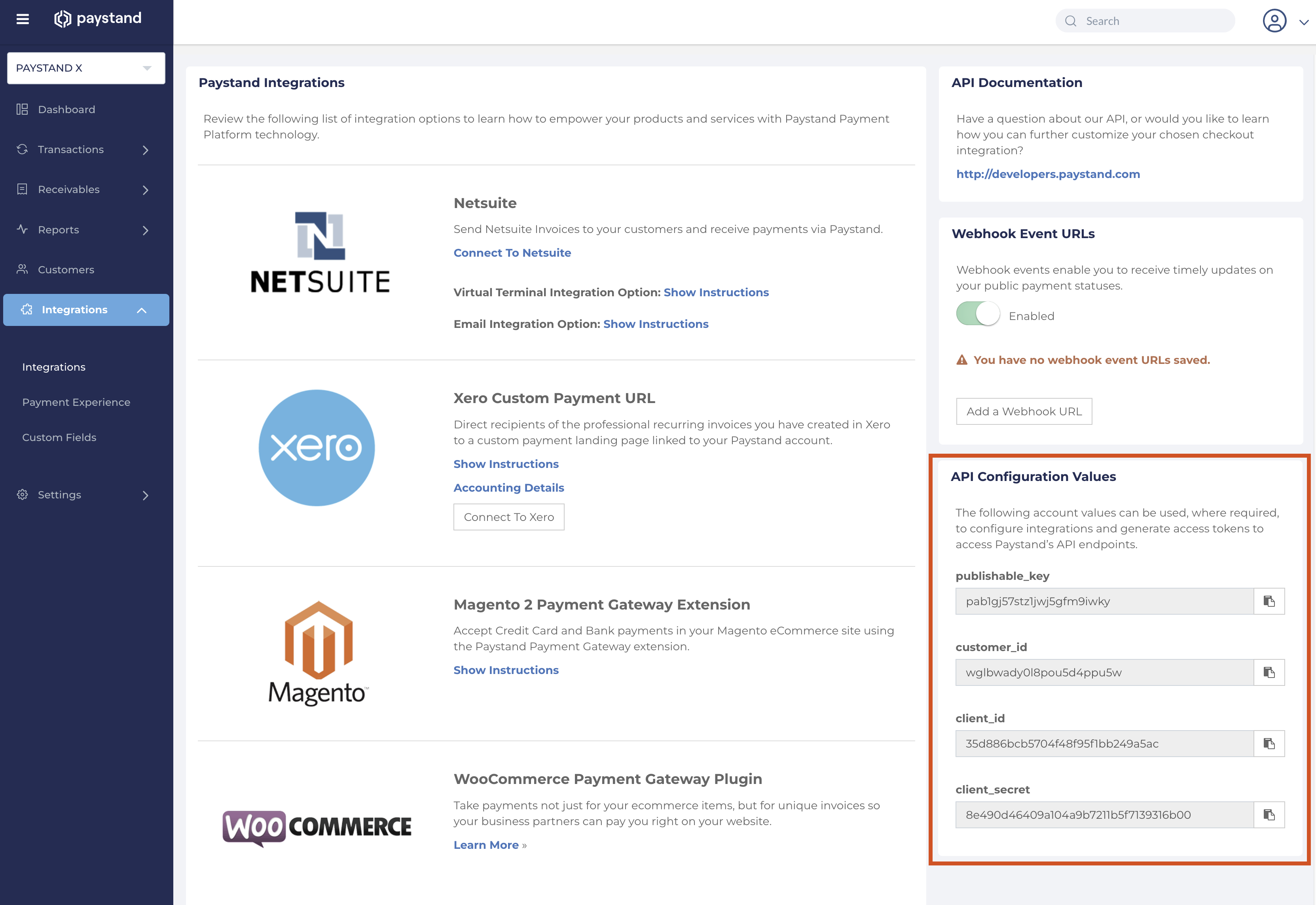 API Credentials Location